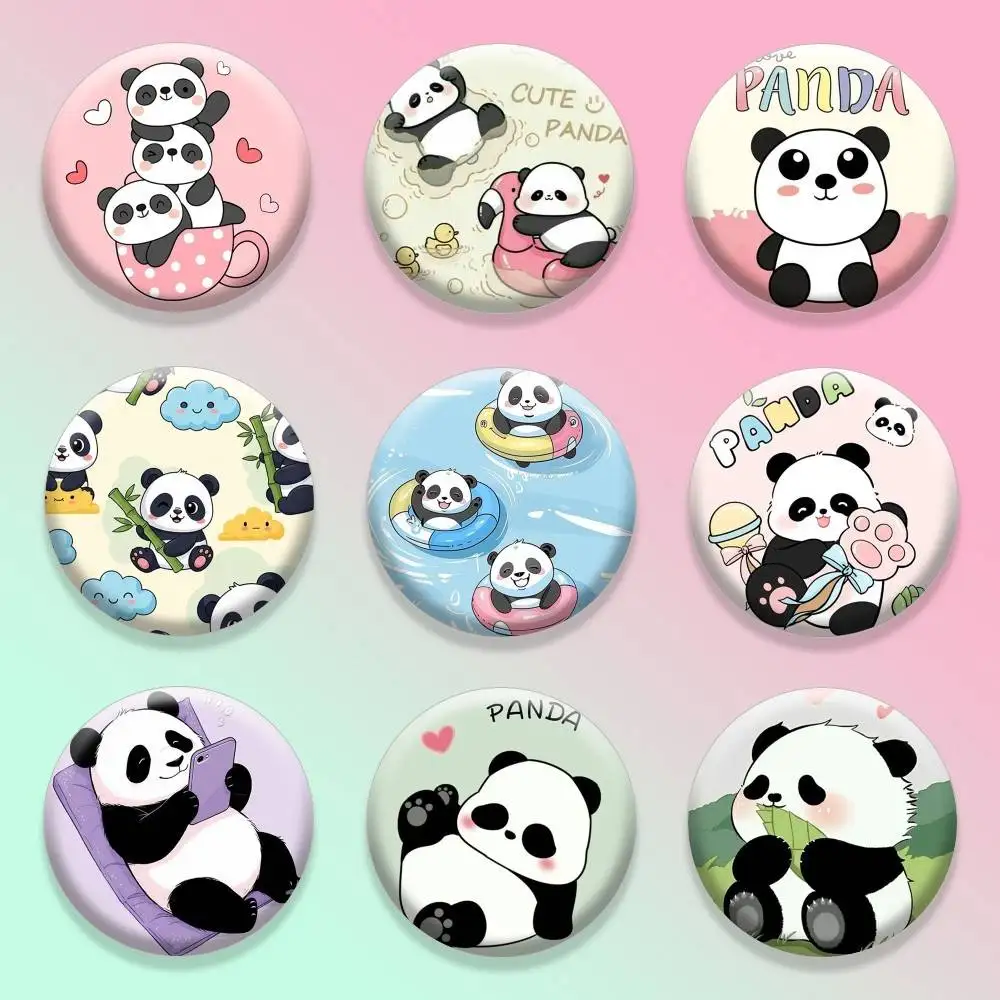 

Cute P-Panda Funny 25 32 44 58 75mm Badges Personalized Round Brooches Pins Accessory