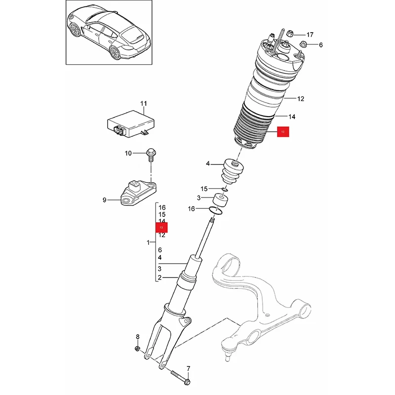 Botte de protection avant pour amortisseur, Porsche Panamera 970, 2010-2016, 97034360130, 970, 343, 601, 30, 97034330104