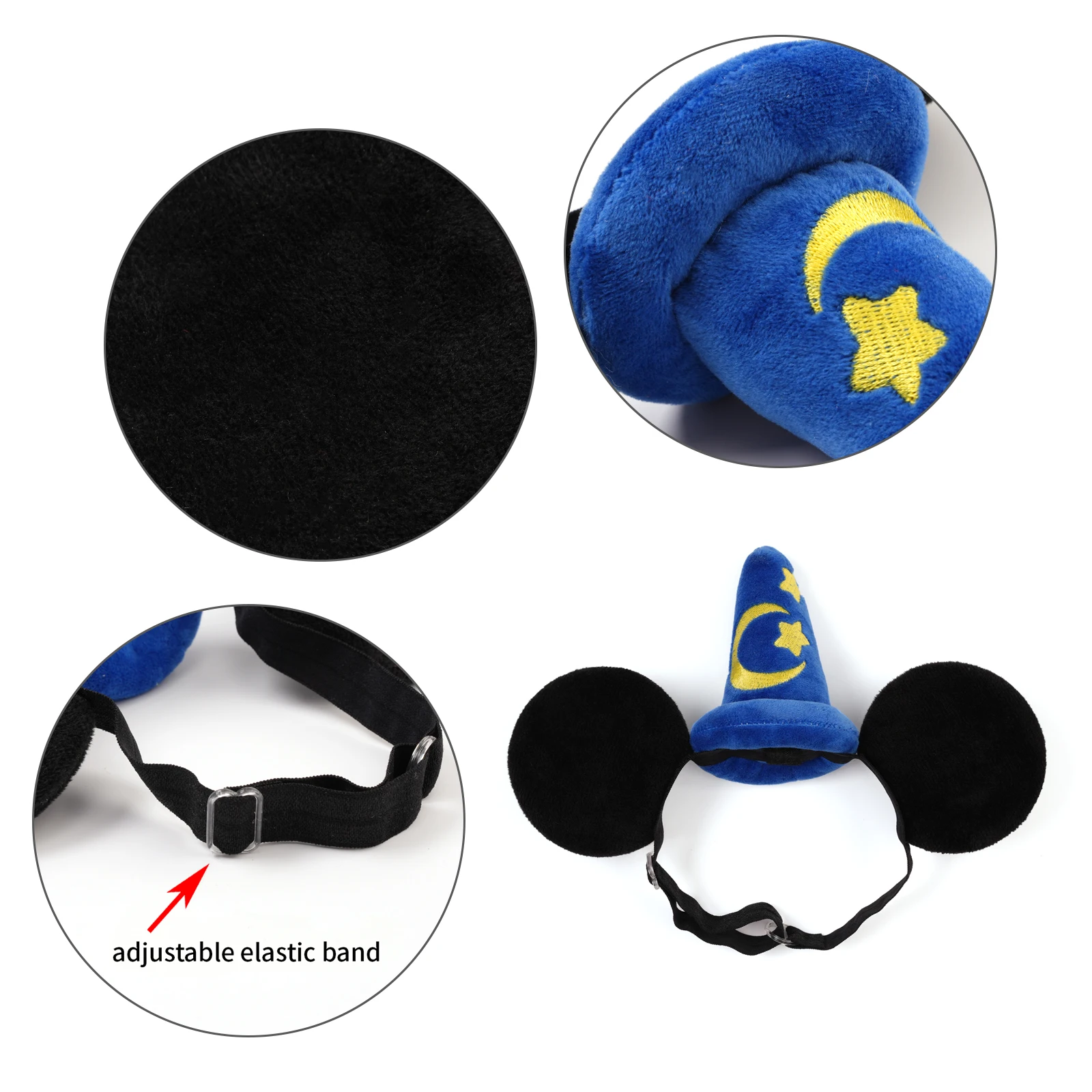 Minnie Mouse Ear Adjustable Hairband Blue Star Crescent Rod Soft Polyester Headpiece Girls Princess Party Birthday Creative Gift view 4