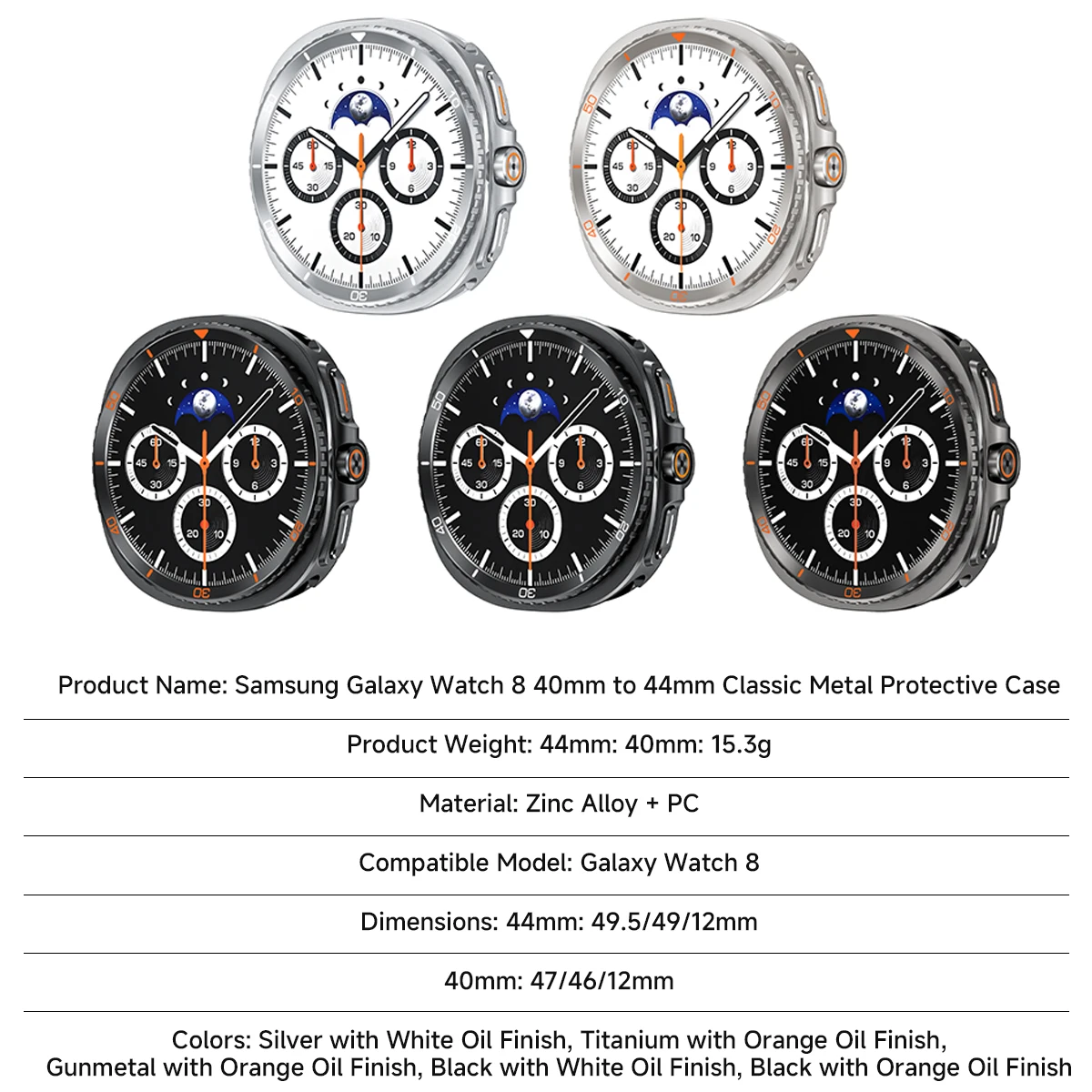 Metalowa obudowa do zegarka Samsung Galaxy Watch 8 44/40mm Luksusowa osłona ochronna ze stopu aluminium do GALAXY 8 Upgrade do 8 Classic 46mm — zdjęcie produktu 6