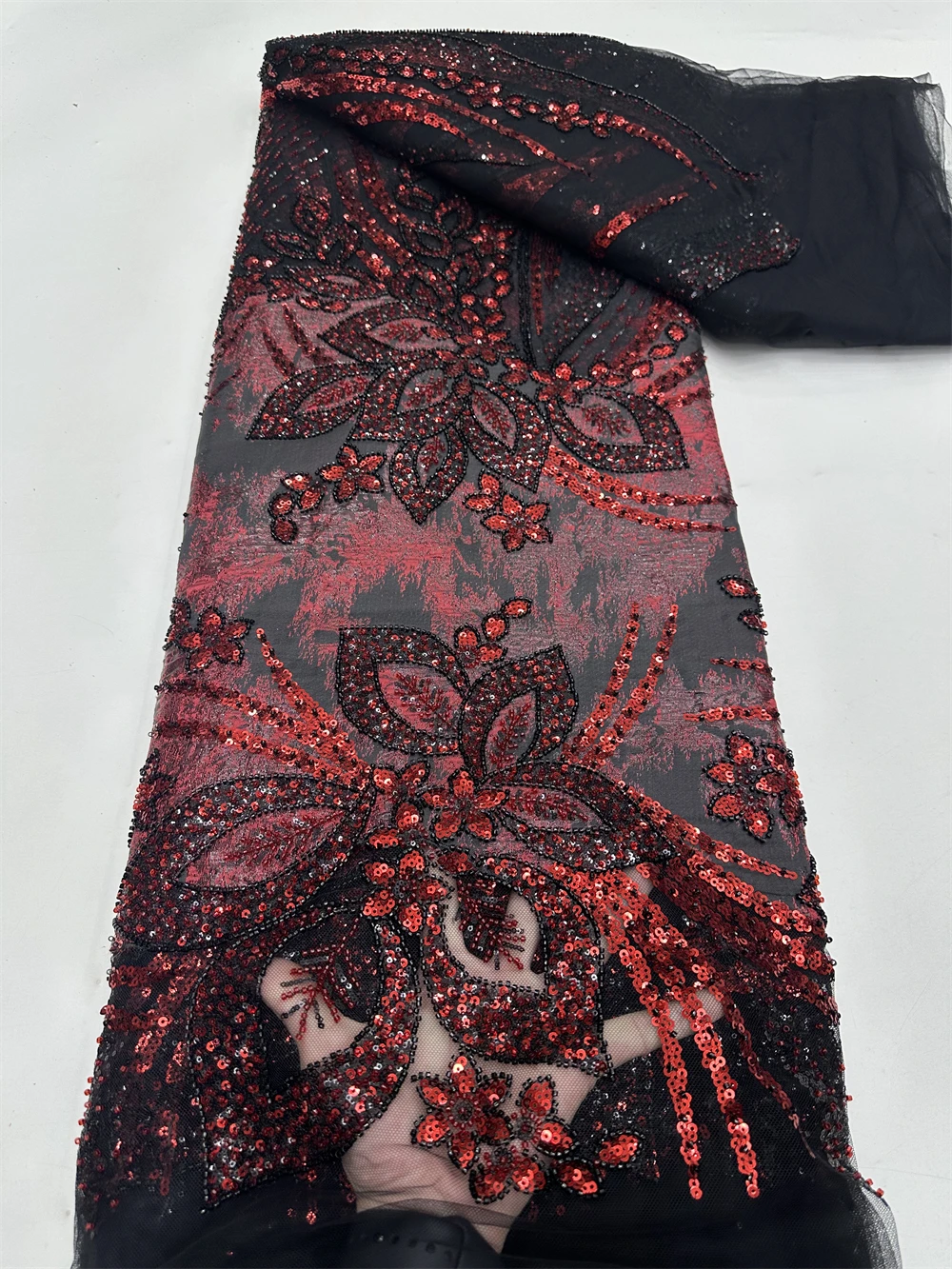 

French African Groom Lace Fabric 2025 Beaded High Quality Embroidery For Women Wedding Dress Nigerian Sequin Lace Fabric 5 Yards