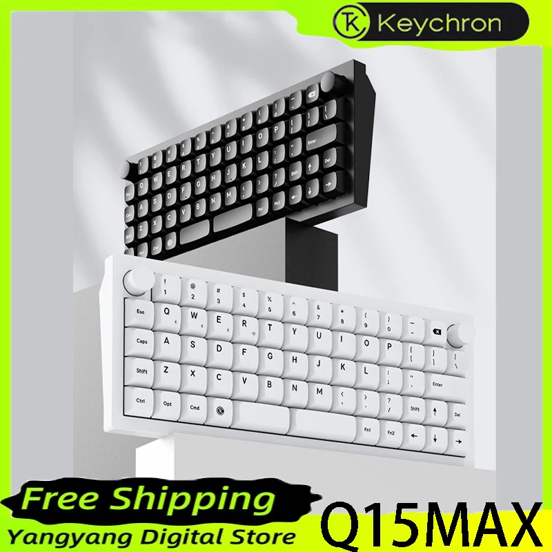 Original Q15MAX Mechanical Keyboard Multi-function Knob Aluminum Alloy Planck Bluetooth Gaming Keyboard RGB PC Gamer Accessories