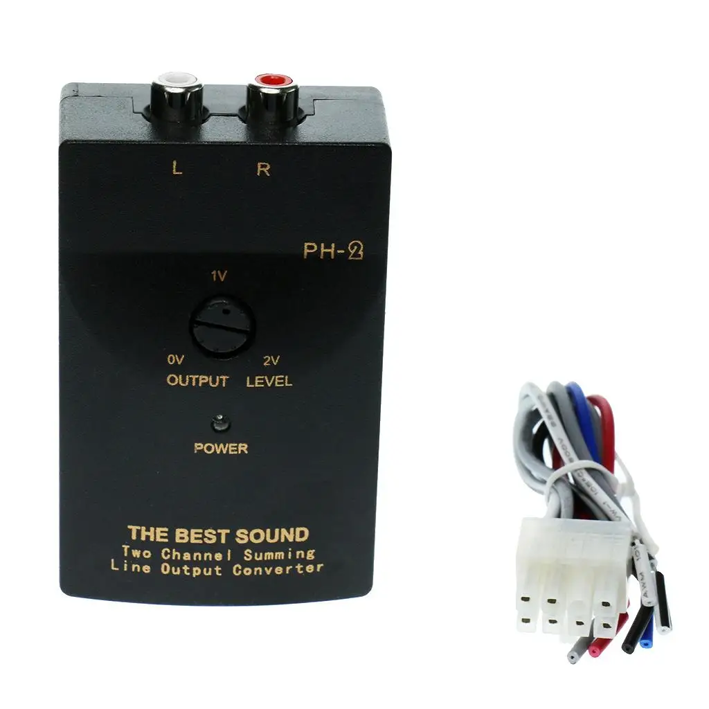 Car Speaker Level Converter Black High to Low RCA Adapter for Factory Stereo Amplifier Connection