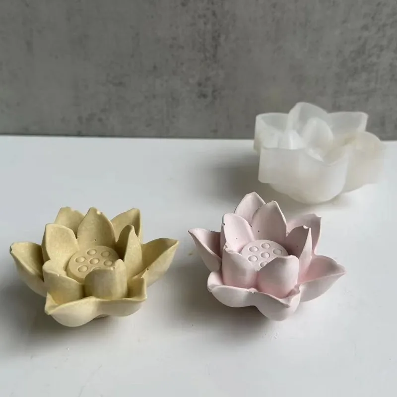 3D Lotus Silicone Mold Flower Chocolate Cake Mold DIY Candle Soap Plaster Resin Mold Candle Making Supplies