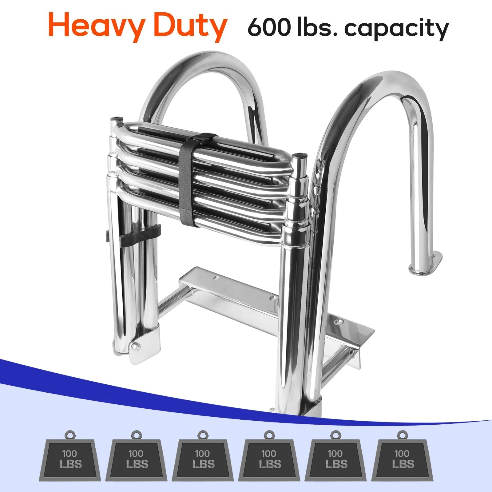 316 Stainless Steel Telescopic Handrail Hidden Folding Launching Ladder Piston Part for Marine Speedboat Yacht Marine Supplies