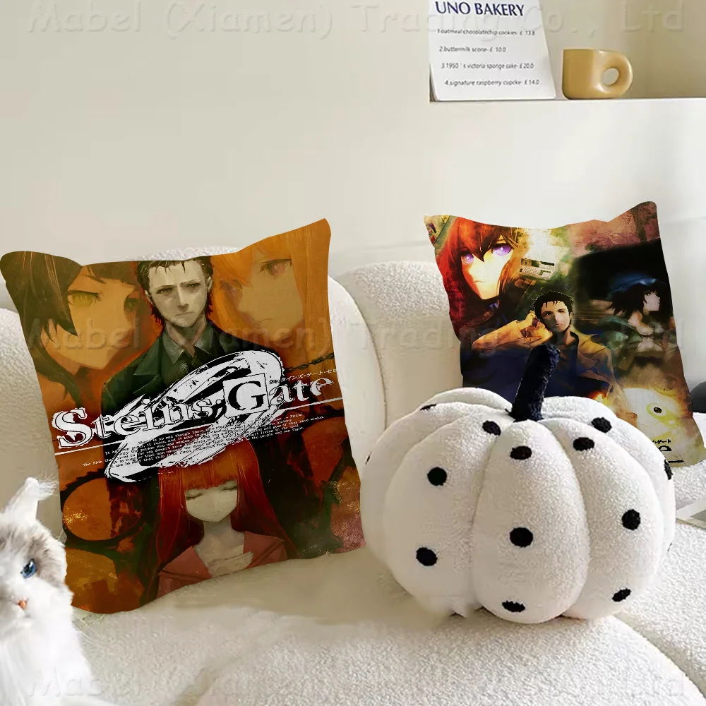 Steins Gate Cushion Cover Car Throw Pillow Case For Sofa Car Christmas Gift 40x40cm 45x45cm