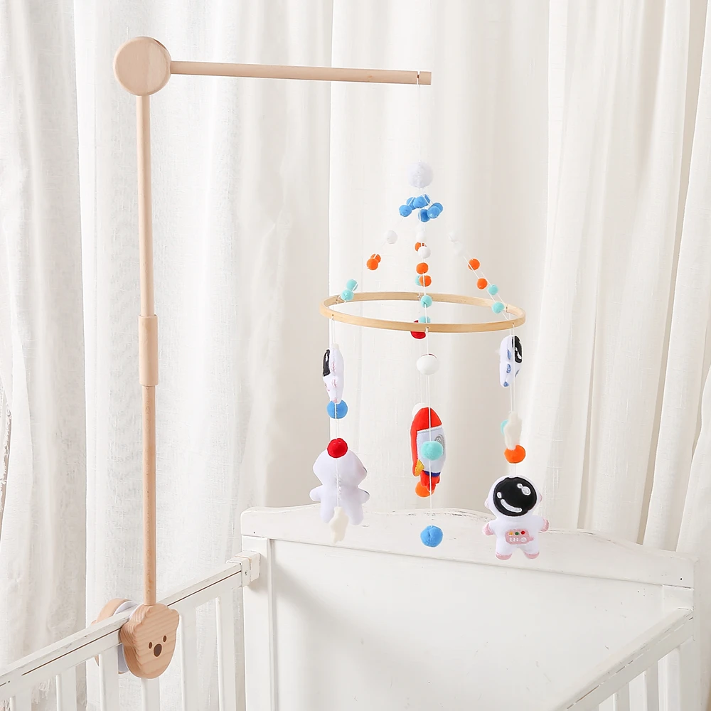 Soporte de campana de madera para bebé, campana colgante para cuna móvil, soporte de oso de dibujos animados de 0 a 12 meses, accesorios de juguete para bebé, juguete para regalo para recién nacido