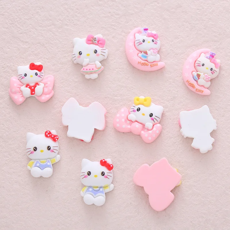 

5pcs Sanrio Hello Kitty Resin Flatback Cabochons DIY Jewelry Accessories Handmade Mobile Phone Case Charms Hairpin Material