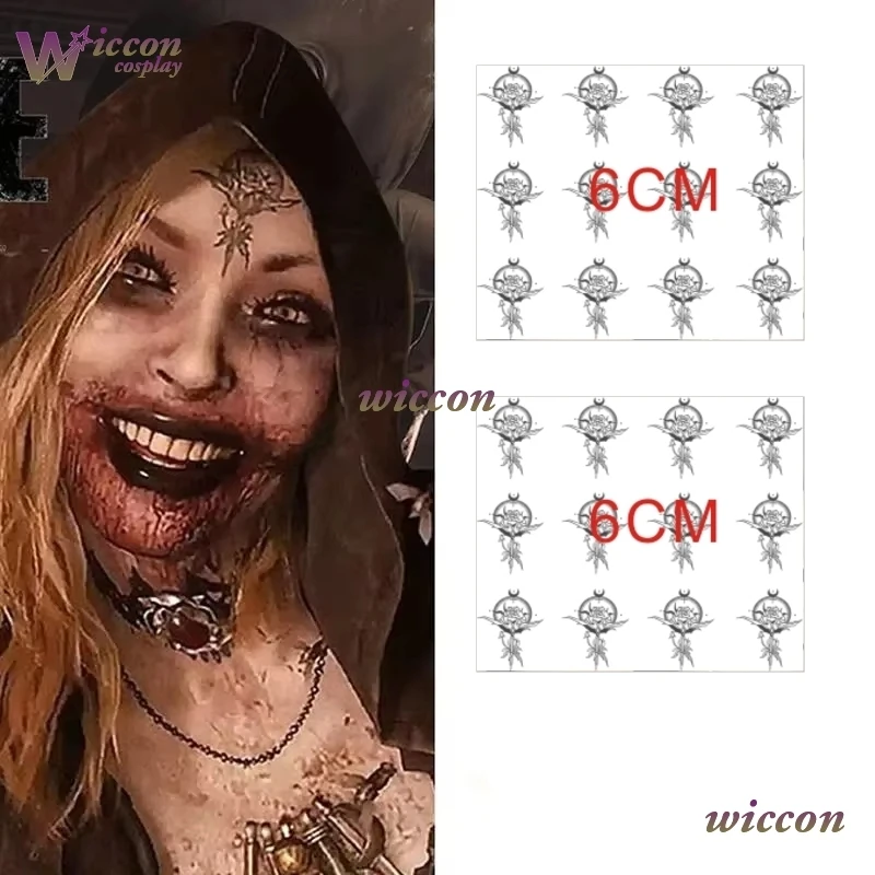 En Stock jeu Village dame Dimitrescu fille Daniela Cosplay tatouage taille bras étanche temporaire autocollant Hallowen accessoire cadeau ‌