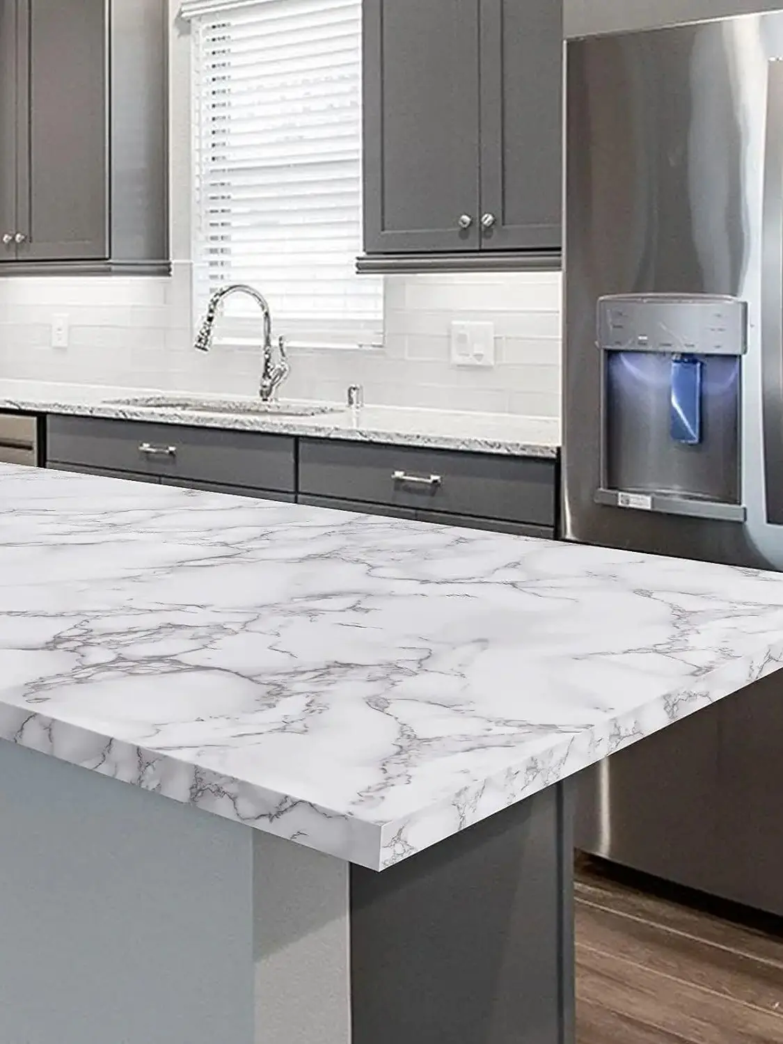 

Водостойкая наклейка на стену для кухни, самоклеящаяся плитка для столешницы, липкая пленка, мраморные маслостойкие панели, декор обоев