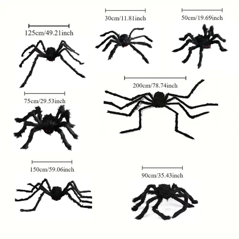 

Halloween plush spider, scary Halloween decoration party prop, outdoor giant spider decoration 30-90cm indoor prank black spider