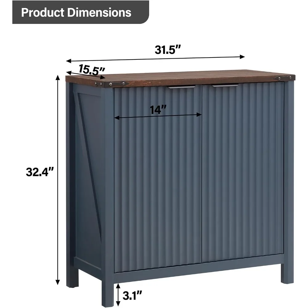 7-Tier Adjustable Shelf Sideboard Cabinet, Modern Rustic Style Multi-Purpose Storage Buffet