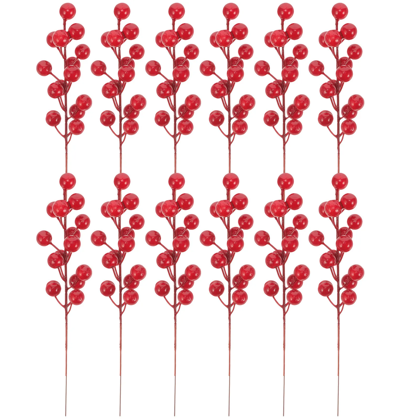 

12Pcs Artificial Berry Stems Decor Christmas Vase Filling Ornament Home Crafts Photography Prop Festive Color Design