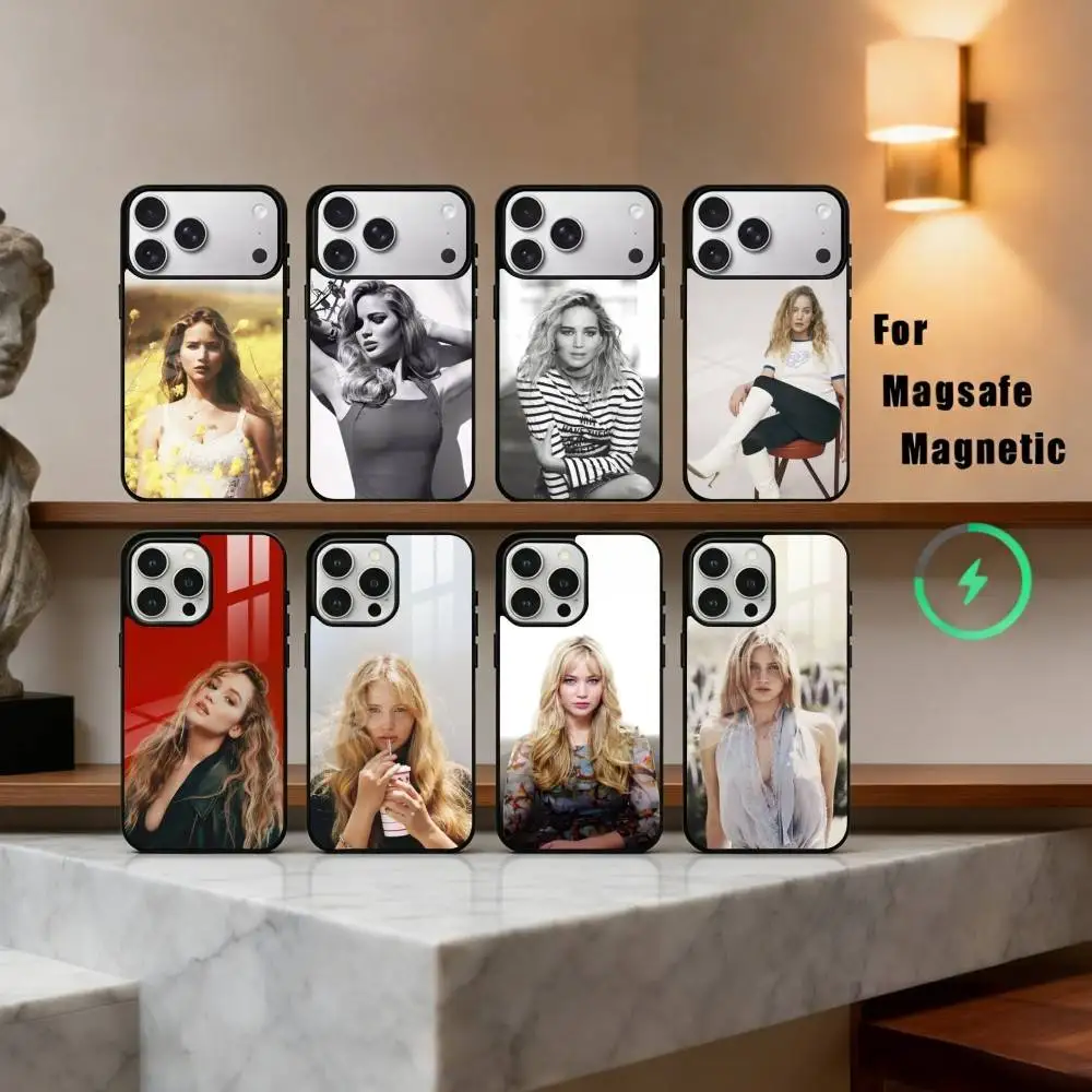 

enchanting J-Jennifer Lawrence Actress Phone Case For iPhone17,16,15,14,13,12,11 Plus,For Magnetic Wireless Charge Cover