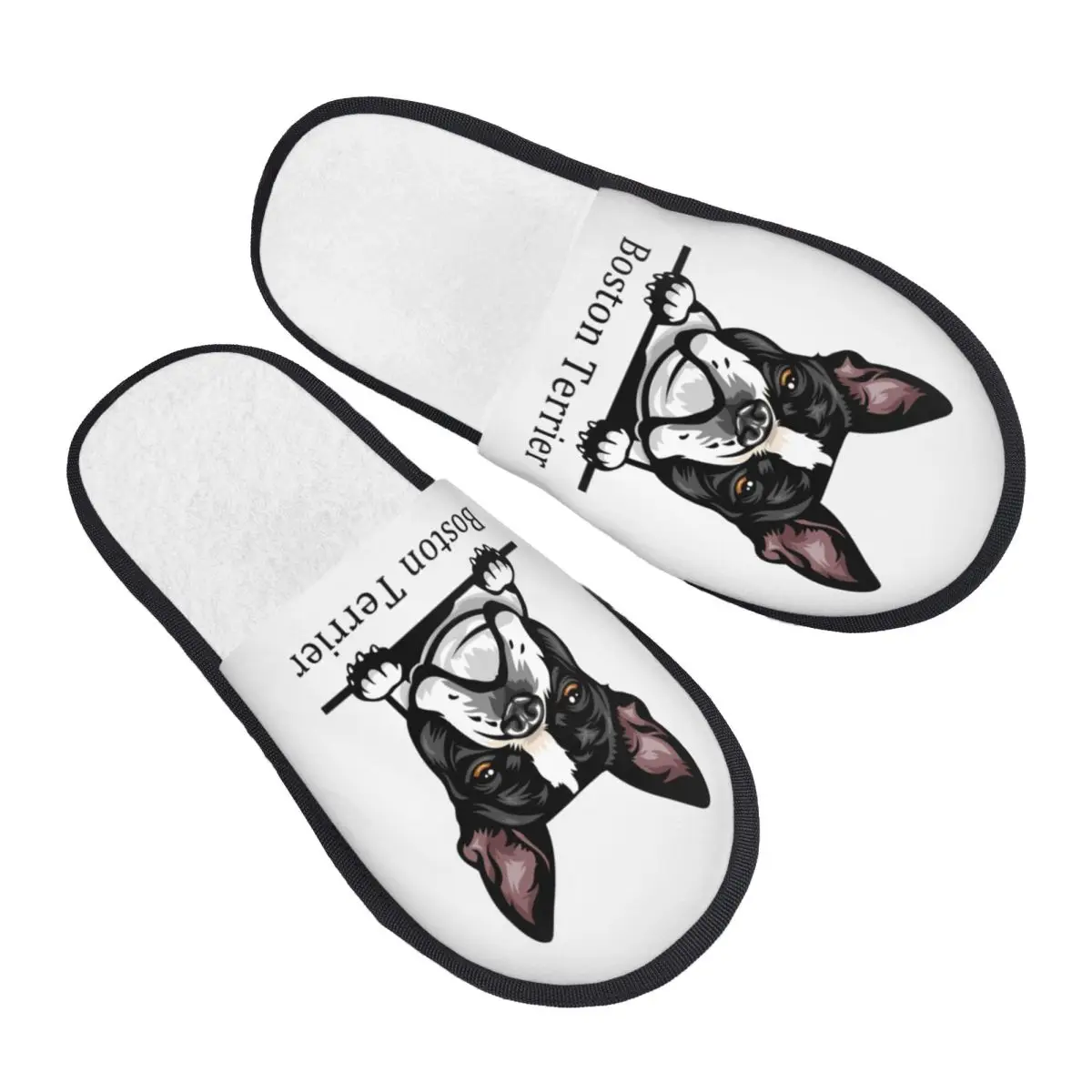 

Изготовленные на заказ домашние тапочки из мягкой пены с эффектом памяти для милых собак, бостон-терьера, женские удобные теплые нескользящие тапочки с домашними животными