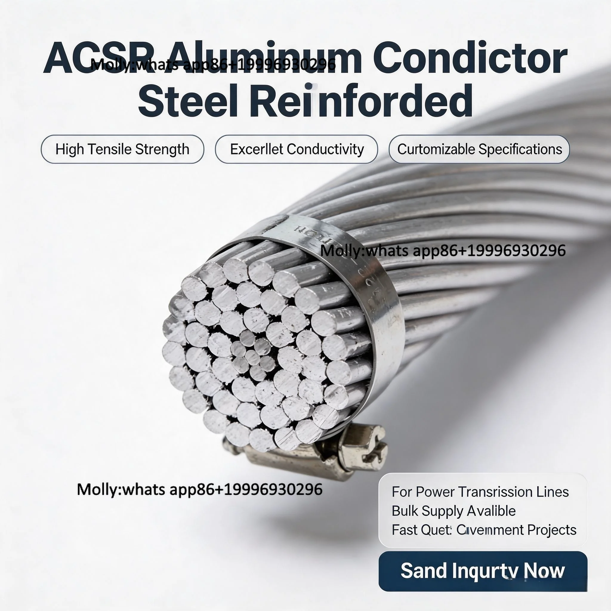 Bare Aluminum Conductor 16mm² 25mm² 35mm² up to 1000mm² Factory Price IEC Standard High Quality Overhead AAC Conductor