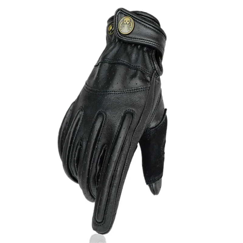 Breathable Men's Retro Leather Motorcycle Gloves Safe Comfortable Motocross Gloves Outdoor Riding Touch Screen Gloves 3 Colors