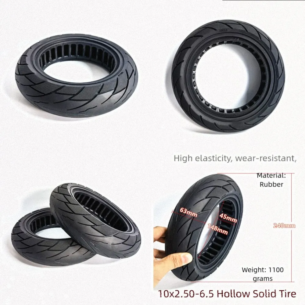 /10x2.50-6.5 /Hollow /Tire Puncture Proof Wear Resistant Rubber Shock Absorbing For For Ninebot Max Electric Scooter Replacement
