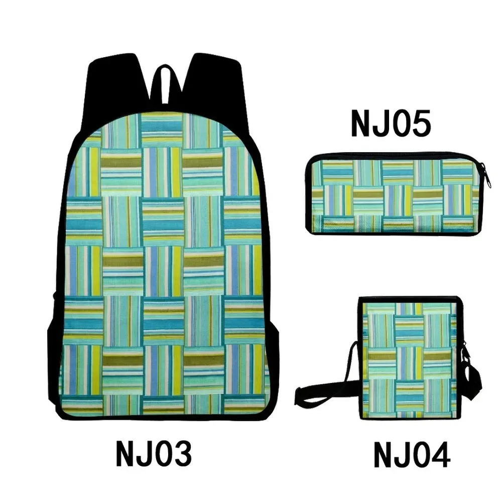 Harajuku 3pcs/set, with geometric stripes, 3d printing, for school, laptop, backpack, shoulder bag, case