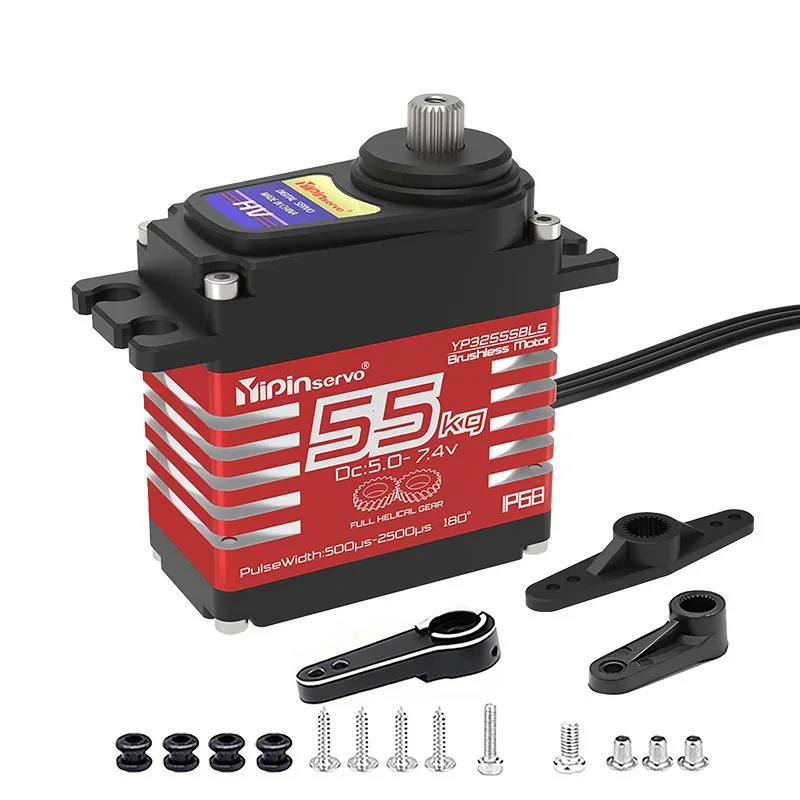 

YiPinservo 55kg Brushless Motor Helical Servo RC IP68 Waterproof All Metal PWM Digital Servos High Torque For 1/8 1/10 RC Cars