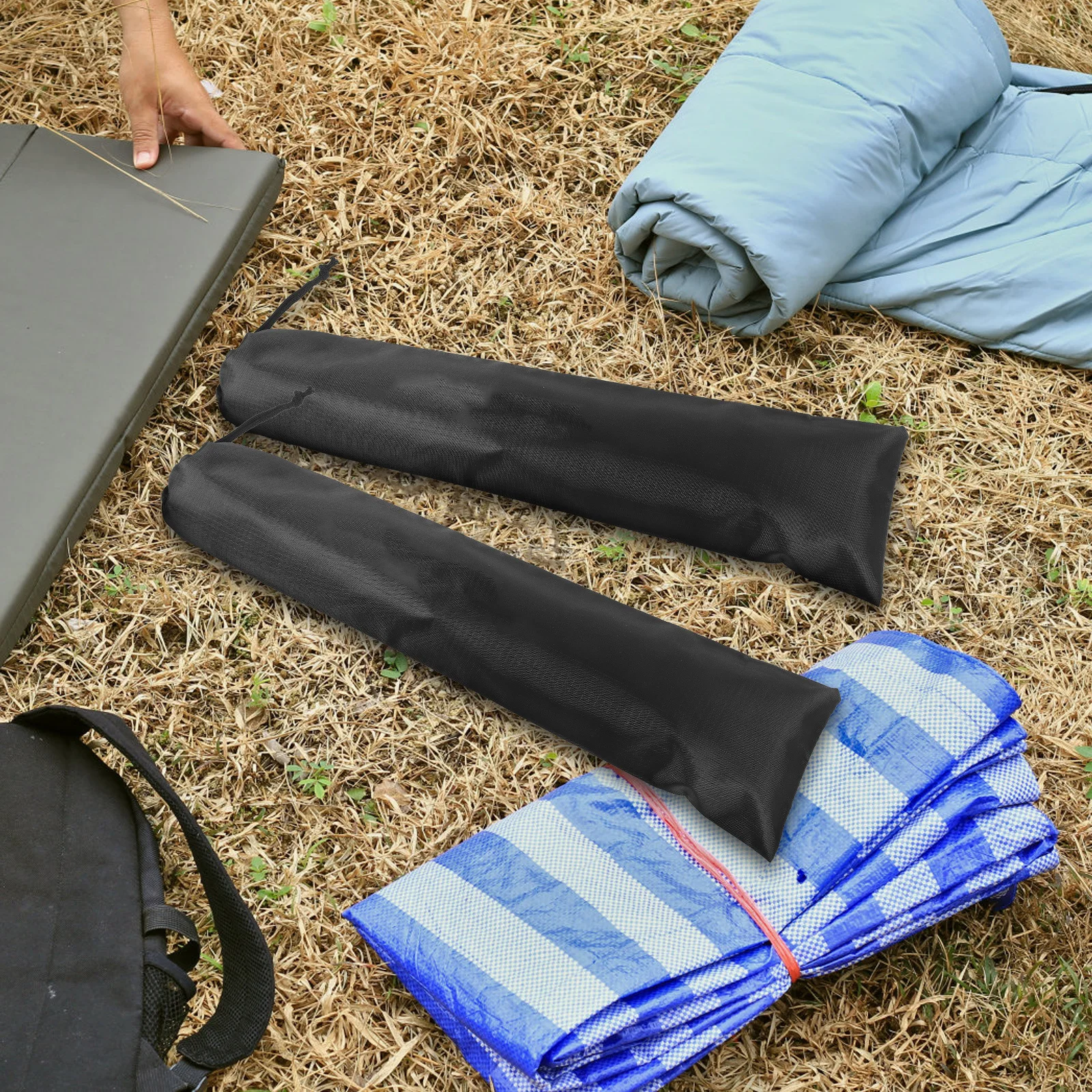 

5Pcs Multi-Functional Tent Rod Pouch Outdoor Storage Bag Durable Lightweight Large Capacity Fishing Pole Carrier Camping