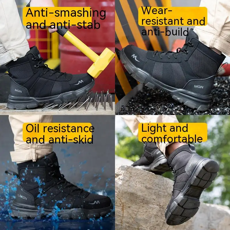 Men Boots Comfortable Work Shoes Safety Shoes With Steel Toe Cap Anti-smash Sneakers Puncture-proof Indestructible Shoes