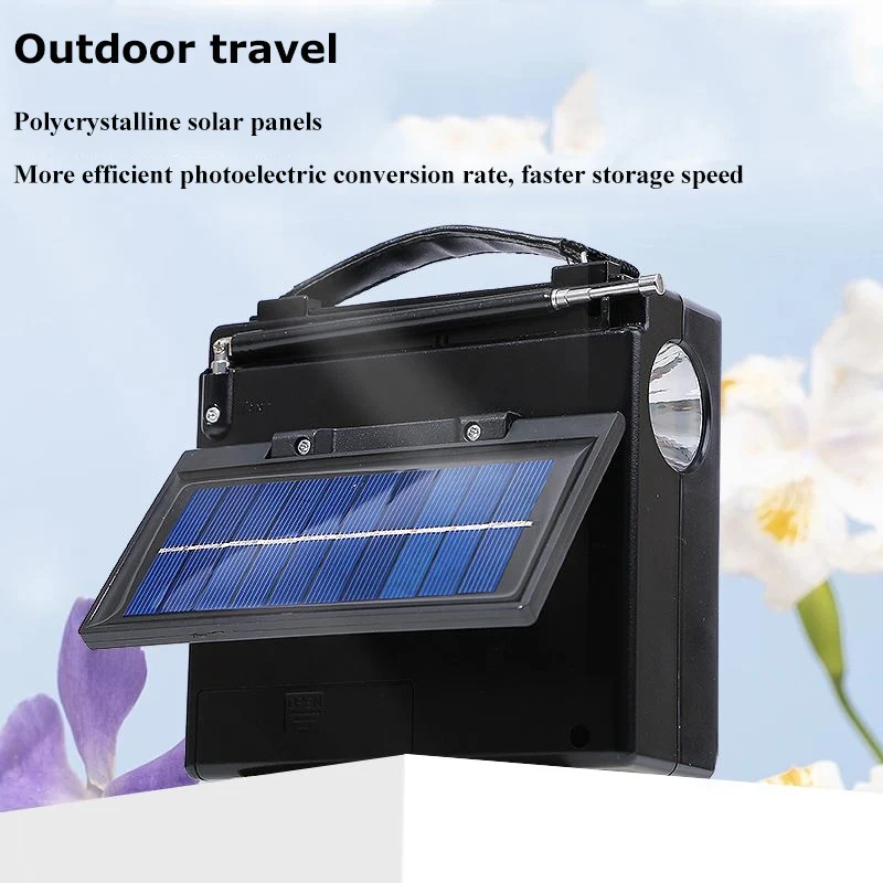 Portable Emergency Radio Solar FM AM SW Radio Receiver with LED Flashlight Wireless Bluetooth Speaker Music Player Phone Charger