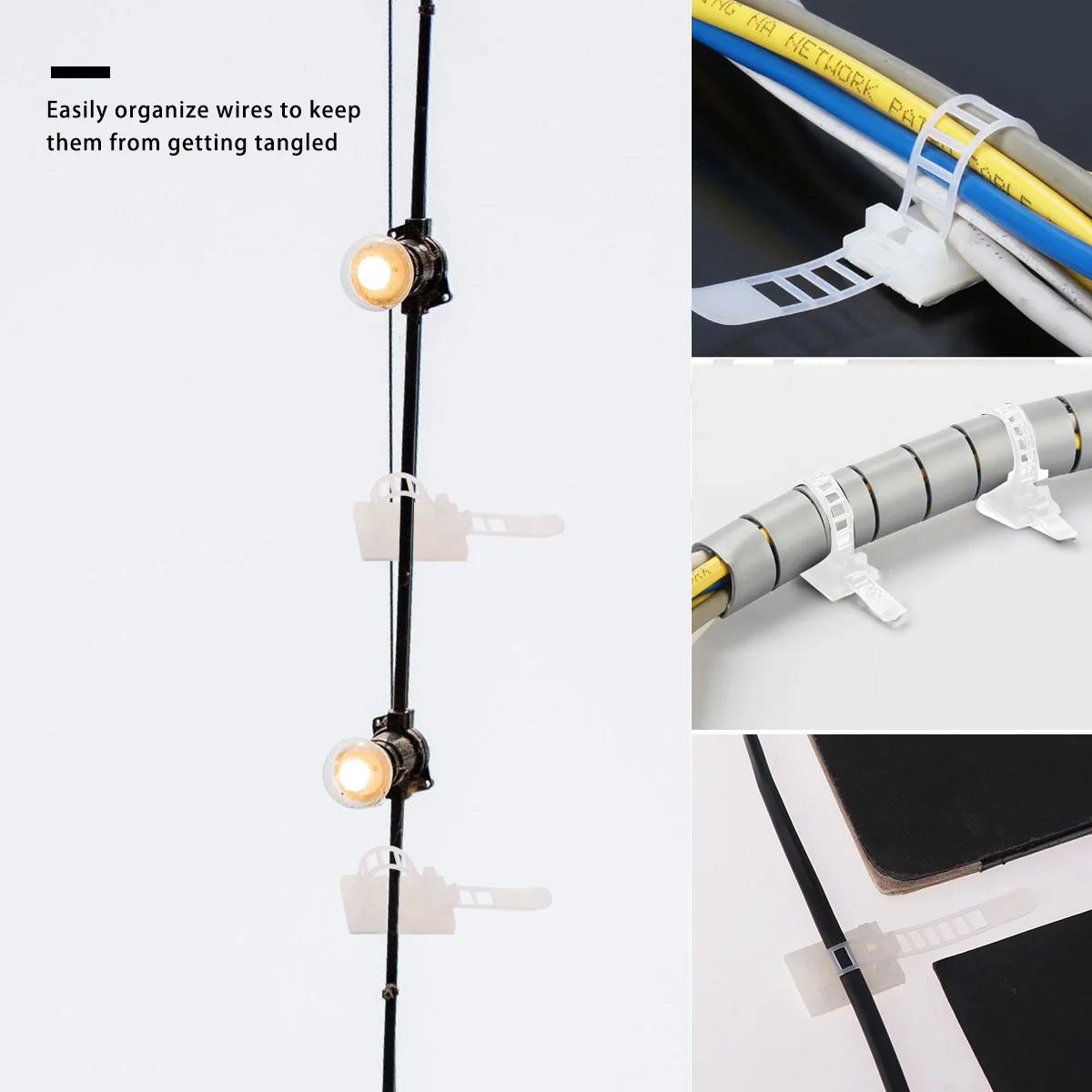 

50Pcs Cable Clips Adhesive Nylon Wire Holders Durable Strong Sticky Cable Management Clamps Desktop Wire Organizers