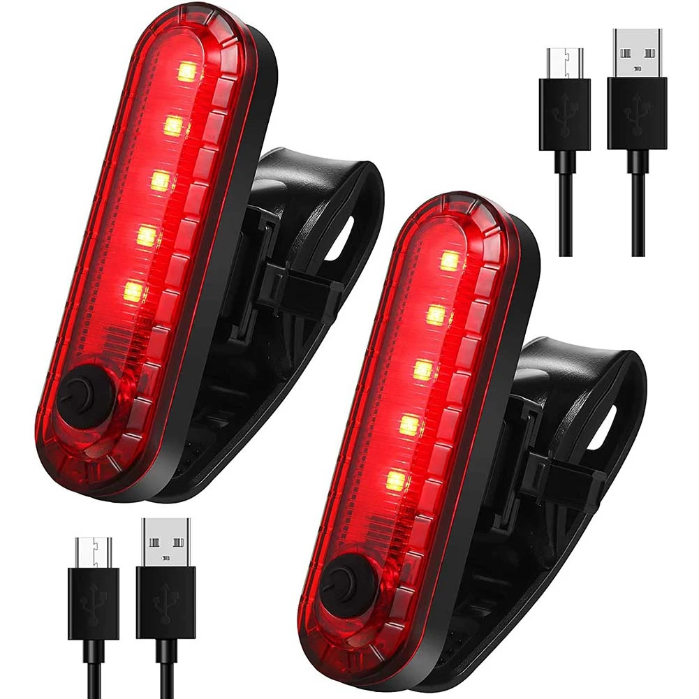 2 Pcs USB Rechargeable LED Bike Tail Light Bright 4 Modes Rear Bike Light Waterproof Bike Back Light