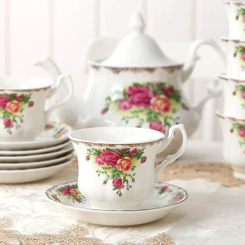 Rose Teapot Tea Cup Set European new bone china Phnom Penh coffee pot coffee cup afternoon tea household gift tea set