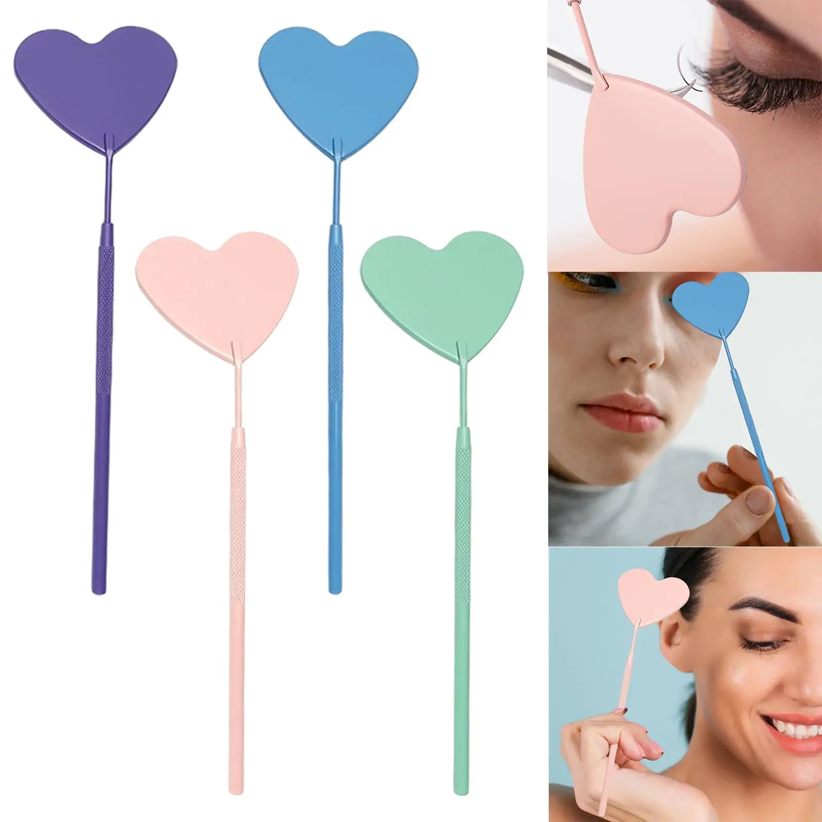 

Зеркало для наращивания ресниц в форме сердца, зеркало для наращивания ресниц с длинной ручкой для художников