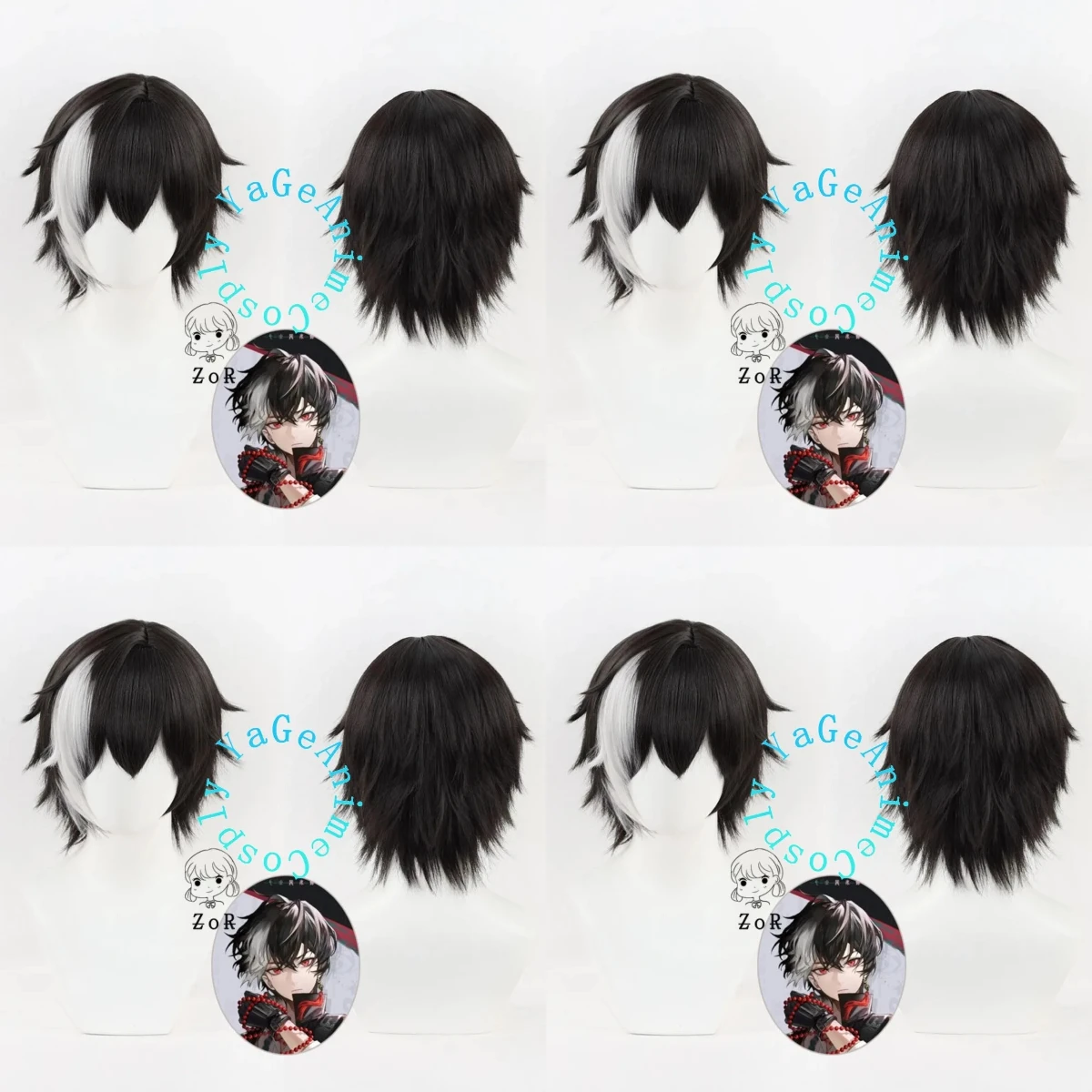 Anime Cosplay Realistic - Guilongchao Zhu Cosplaypruik Zwart Wit Gedeeld