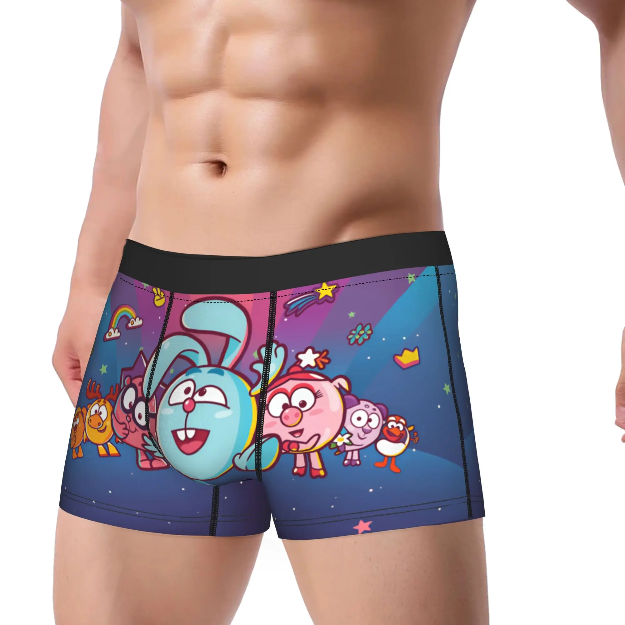 Kikoriki 2D Cartoon Characters Starry Stage Shorts Briefs  Underwear Hot Sale Men Comfortable Trunk Print Large Size Underpants