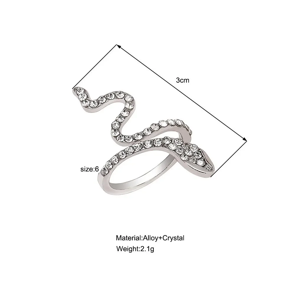 Snake Ring for Women Micro Inlaid Zircon Wound Small Female Simplicity Adjustable Opening Rings Index Finger Ring Jewelry