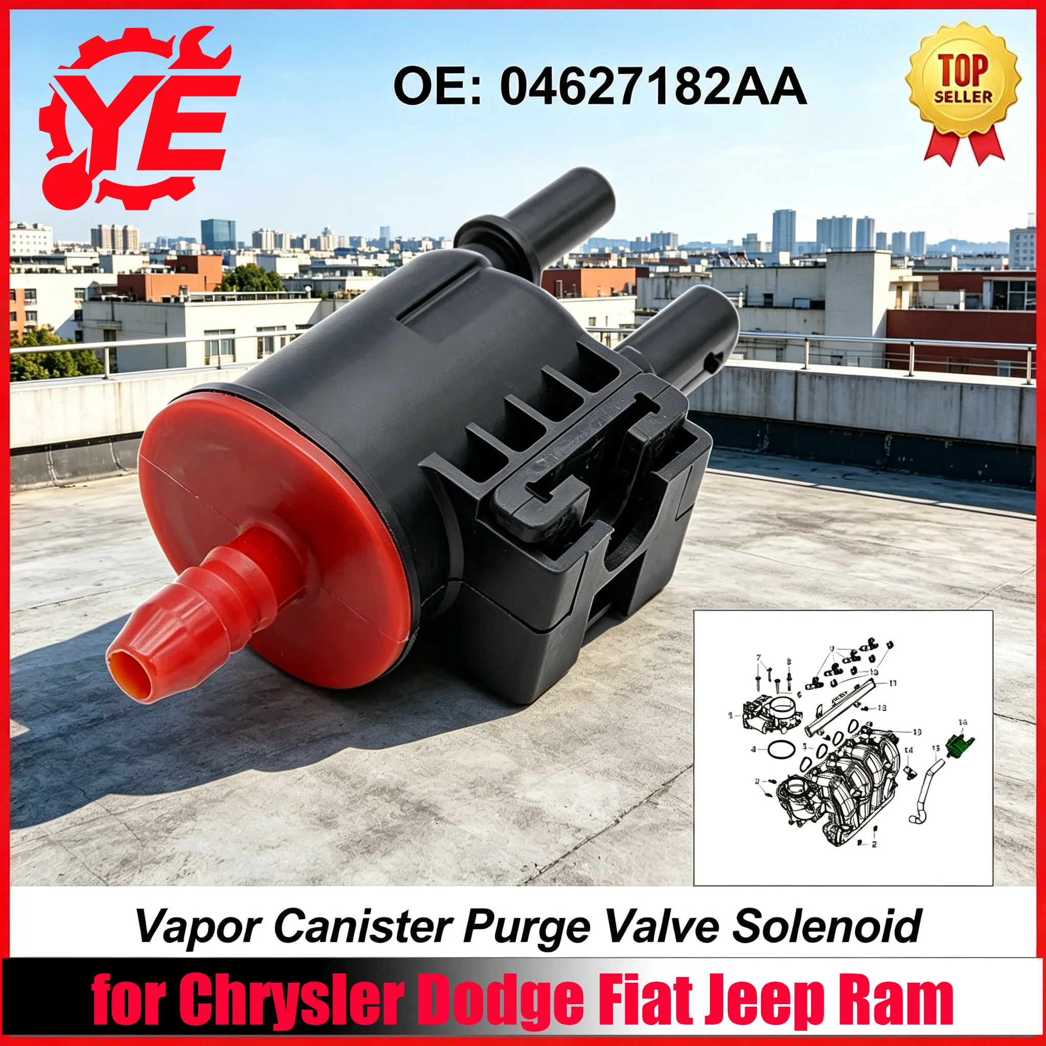 OEM 04627182AA 4627182AA Plastic Vapor Canister Purge Valve Solenoid For Jeep Compass Cherokee Dodge Ram Fiat