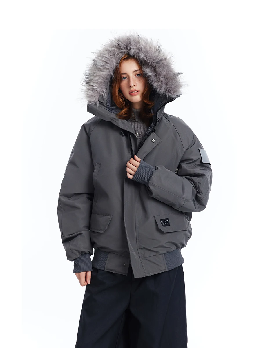 

Женская парка Thiened Retro American Sle с меховым воротником, теплая хлопковая куртка Street Sle, свободная посадка, длинная молния