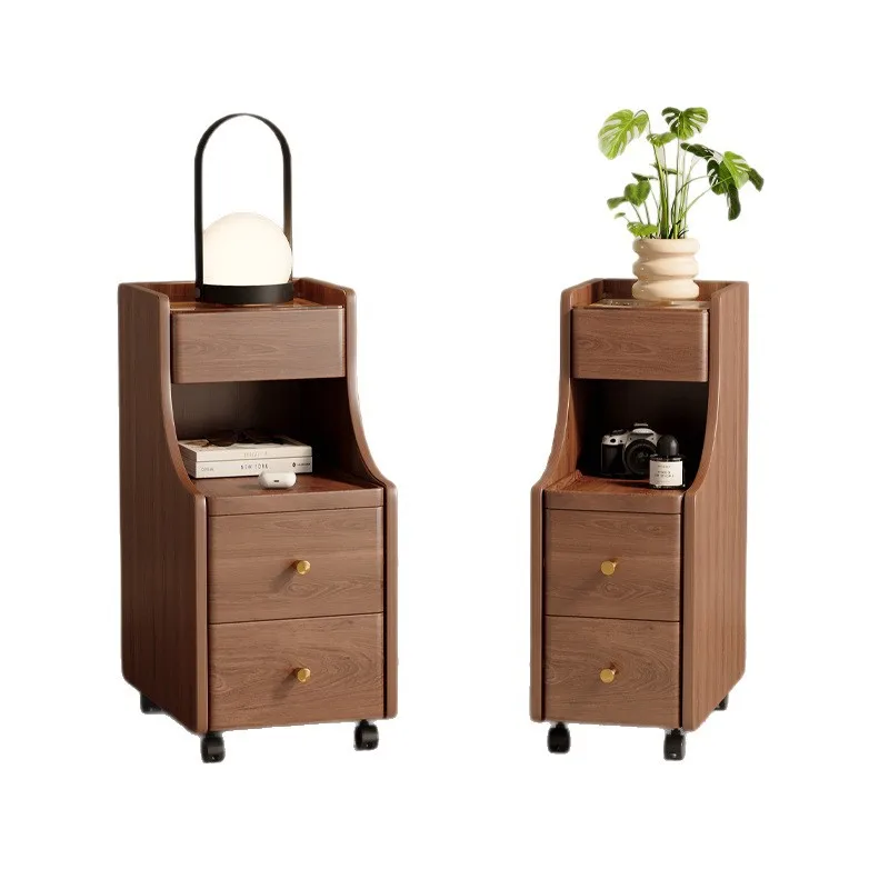 

Прикроватная тумбочка из массива дерева, маленькая и очень узкая бытовая спальня, трещина 20 см, съемное хранилище при кровати