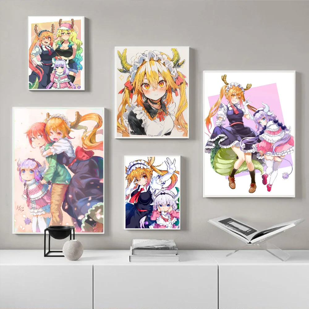 D-Dragon M-Maid Anime Posters Sticky Decoracion Painting Wall Art White Kraft Paper Wall Decor