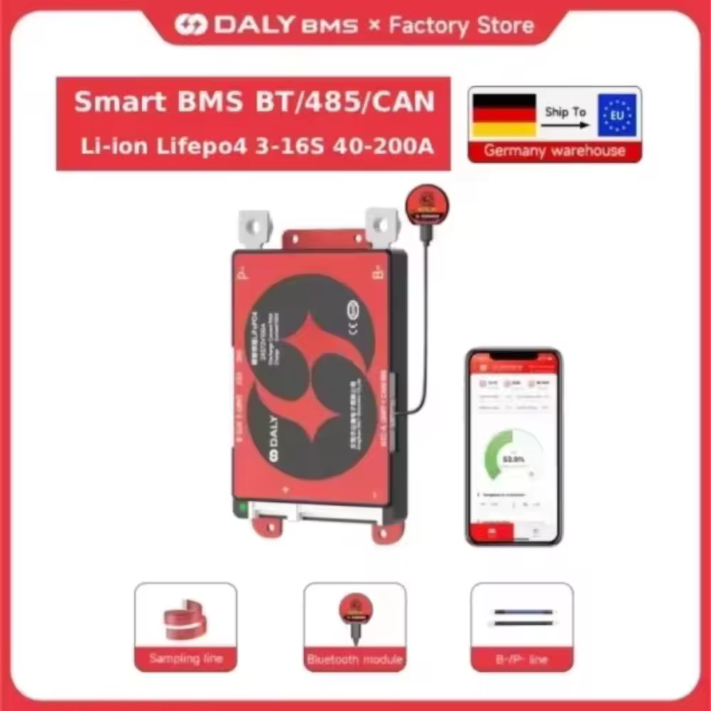 Daly Smart BMS 10s 36v 13S 14S 16S 48V Lifepo4 BMS 17S 20S 24S 40A 60A 100A 150A 200A Lifepo4 Li-Ion 18650 Battery