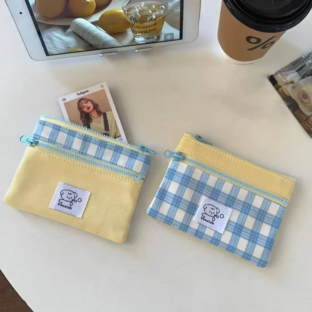 لطيف طبقة مزدوجة سستة عملة المحافظ شبكة الكرتون بطاقة حقيبة هدية حقيبة تخزين متعددة الوظائف للنساء الفتيات