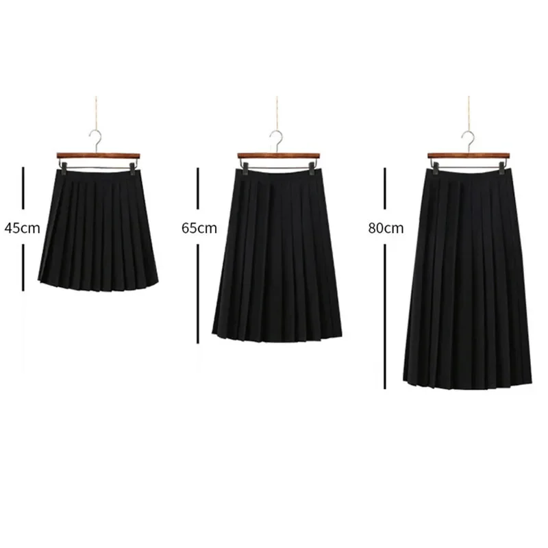 

Black / Dark Blue Women Pleated Skirts Short Long Girl Women Summer High Waist Japanese JK Skirts Fashion Student Uniform Skirt