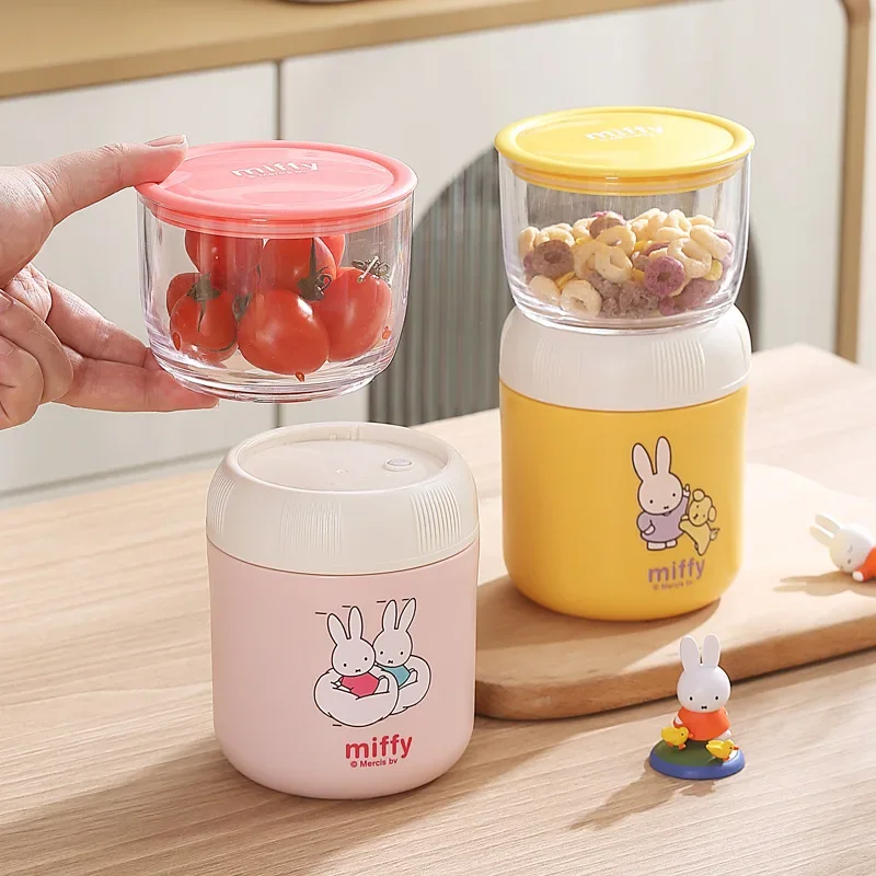 Kawaii Miffy Cartoon Stainless Steel Soup Cup Multi-purpose Double Breakfast Cup Milk Salad Cup Soup Can Christmas Gift