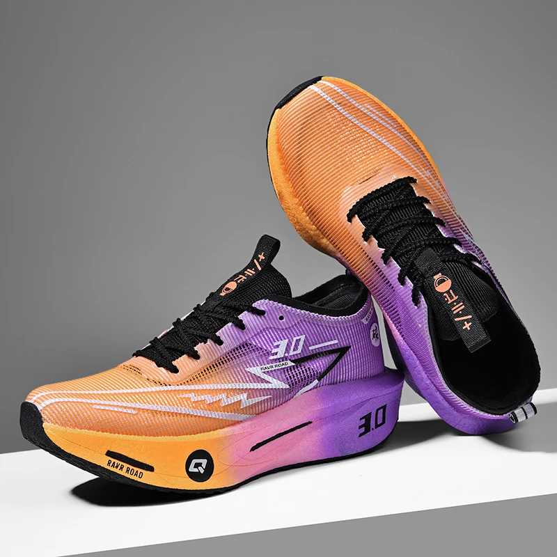New Men's Marathon Racing Running Shoes Lightweight Cushion Shock Absorption Breathable Mesh Non-Slip Athletic Sport Sneakers