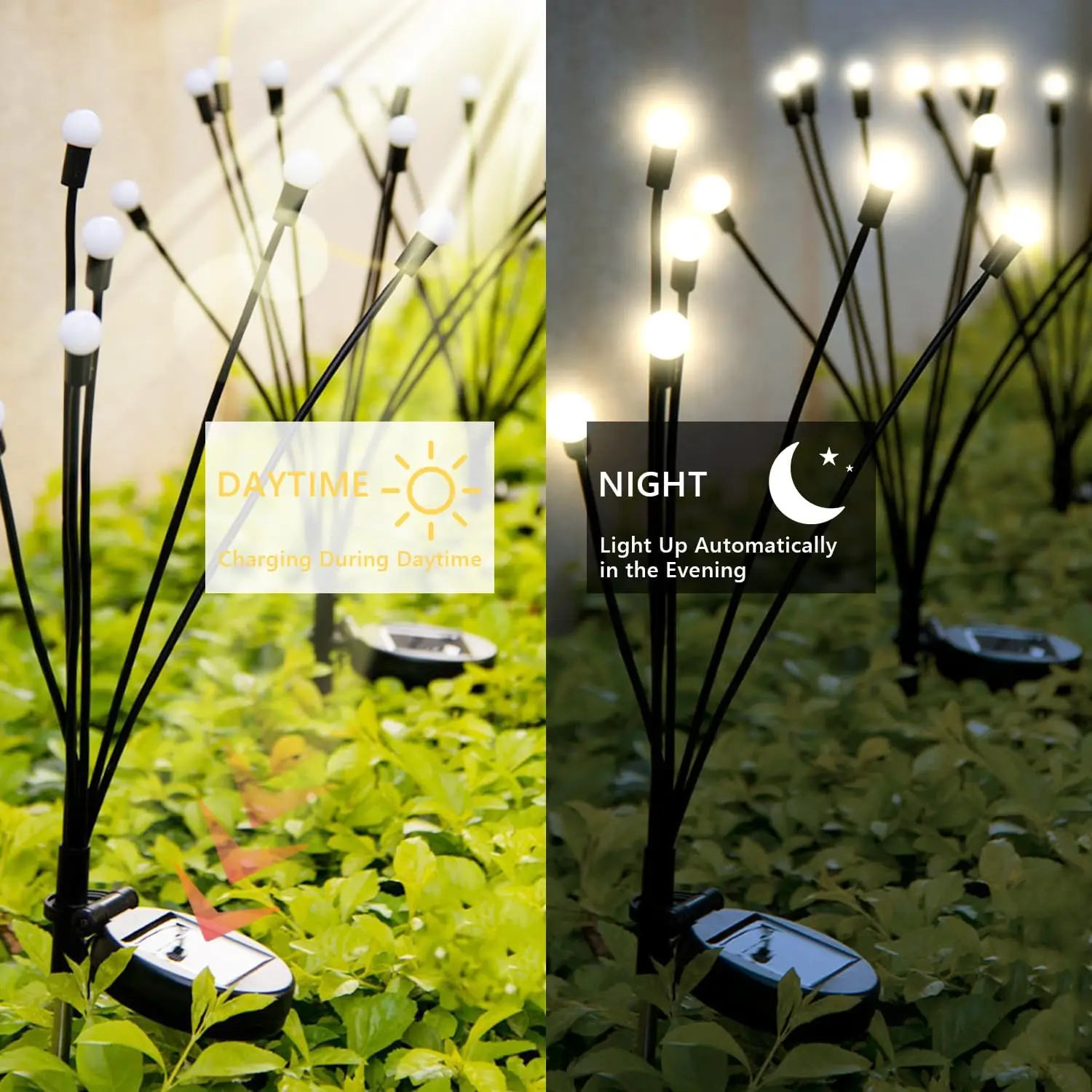 10LED Solar Garden Lights Solar Powered Firefly Lights Swaying Waterproof Pathway Lights for Landscape Patio Yard Decorations