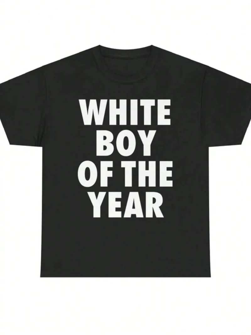 

Футболки WHITE BOY OF THE YEAR, хлопковая футболка с коротким рукавом и принтом, повседневная уличная одежда в стиле ретро, винтажная футболка для мужчин и женщин, свободный топ унисекс