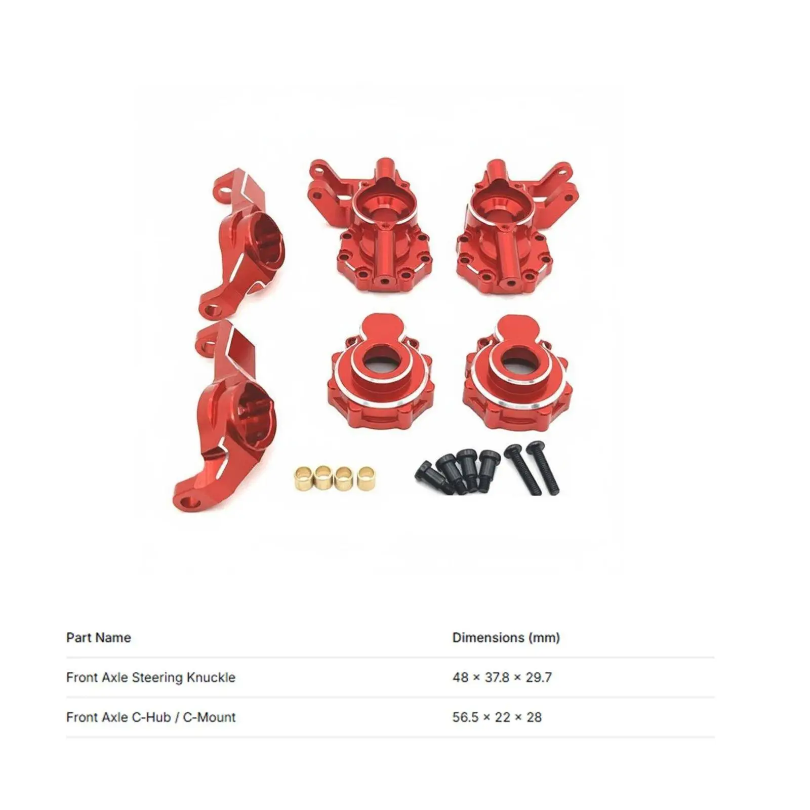 Front axle steering hub steering joint set, CNC-machined aluminum caster block