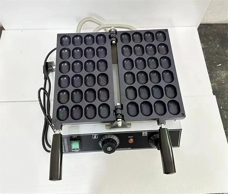 ماكينة صنع الكيك البيضاوية الصغيرة غير اللاصقة - ماكينة صنع الوافل الكهربائية للاستخدام المنزلي التجاري