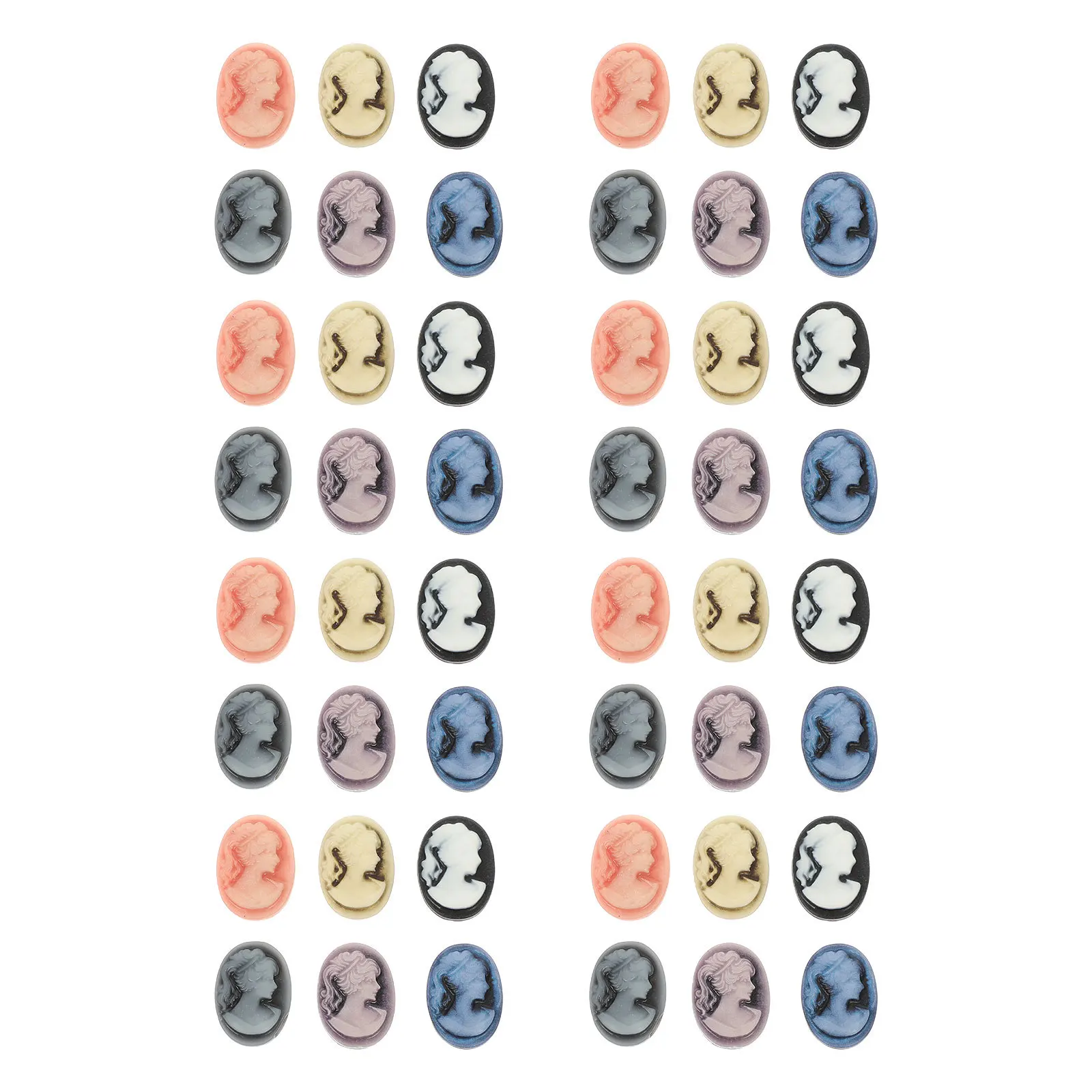 

48Pcs Beauty Head Resin Cabochons Cameo Embossment DIY Decorative Accessories for Craft Scrapbooking Phone Cases