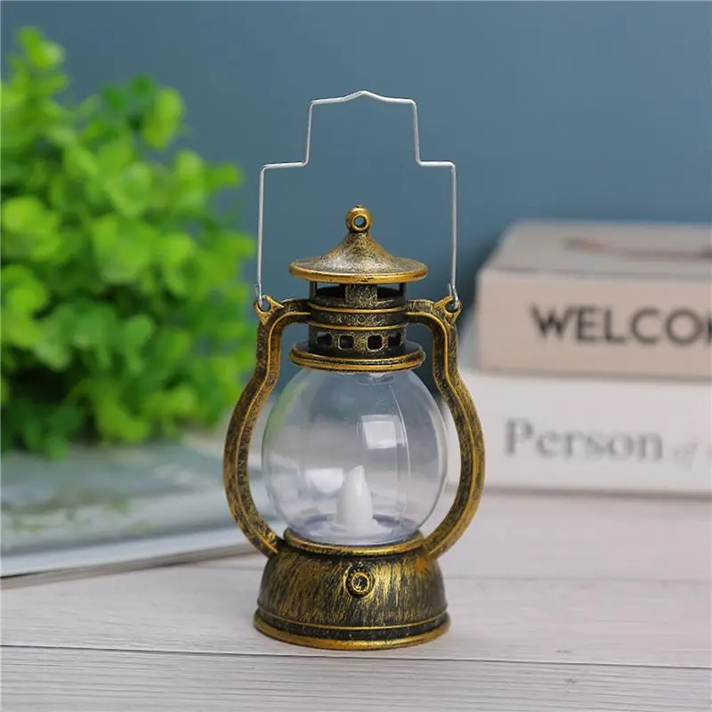 [HOT!】 12 Pcs Mini Lantern Decorative Vintage Lantern Operated Lantern With LED Candle Hanging Candle Lanterns Battery Copper