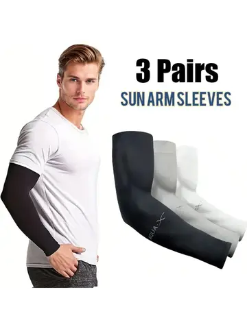 3 paia di maniche in seta solare alla moda, maniche unisex per protezione solare estiva, adatte per equitazione all'aperto, guida, pesca